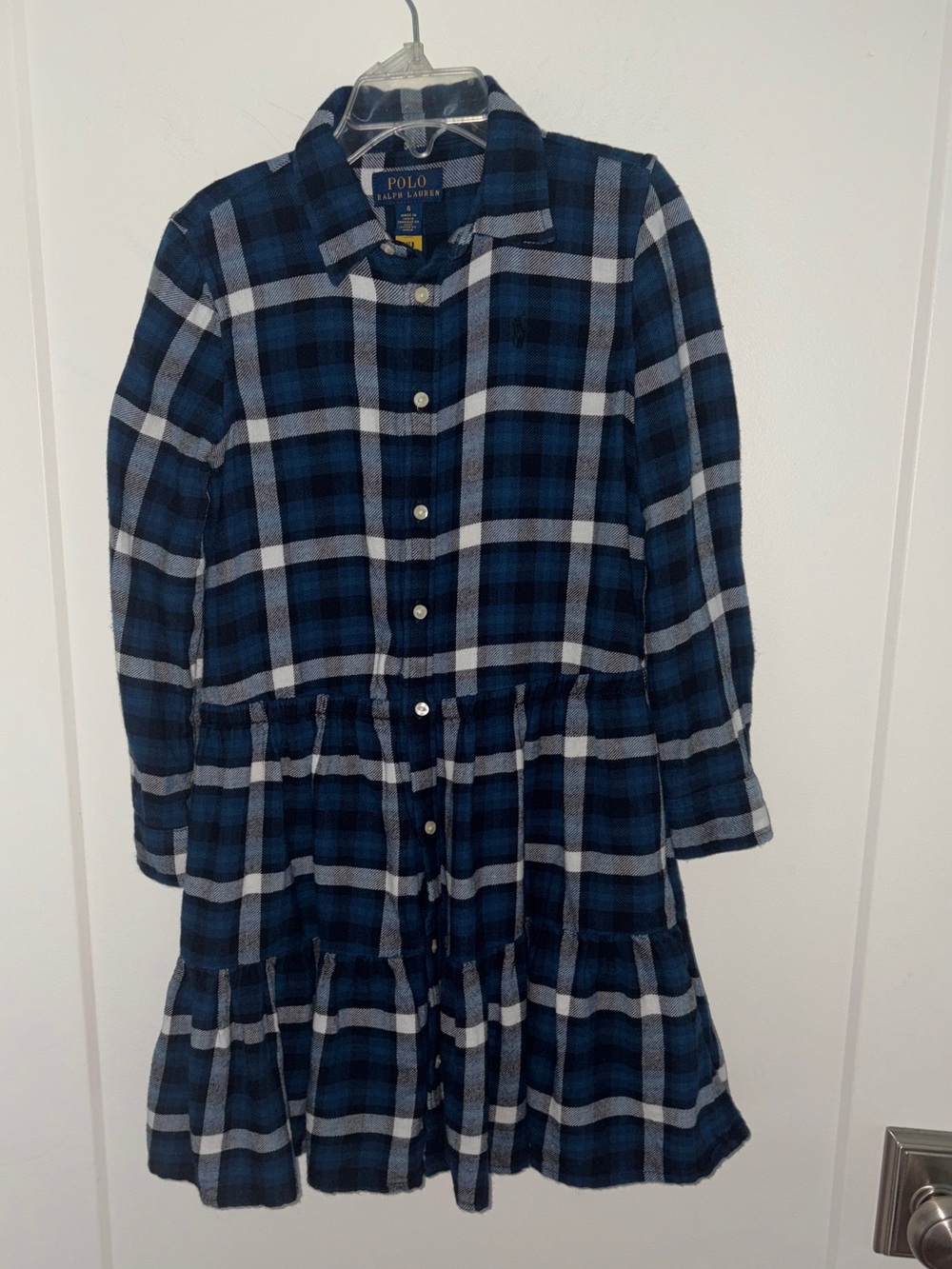 NWOT Polo Ralph Lauren plaid flannel shirt dress girl's sz 6